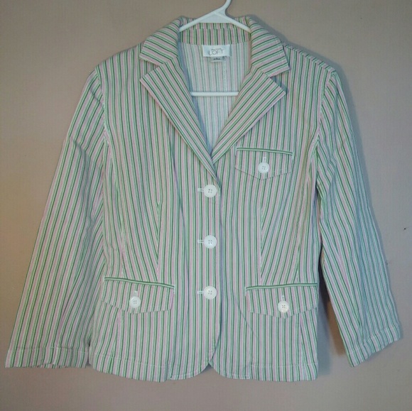 LOFT Jackets & Blazers - LOFT 8 Pink Green Striped Jacket